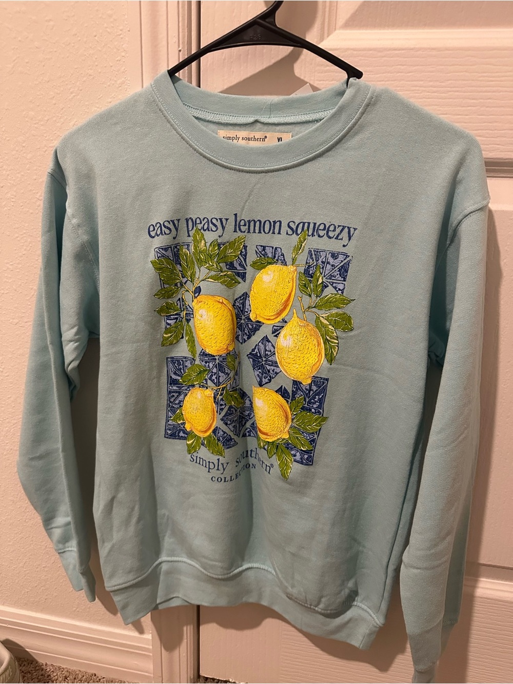 Simply Southern Light Blue Sweatshirt with Lemon Graphic